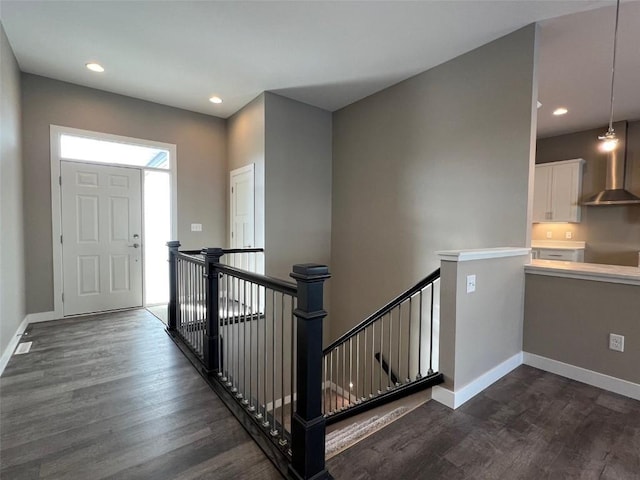 foyer featuring dark hardwood / wood-style flooring