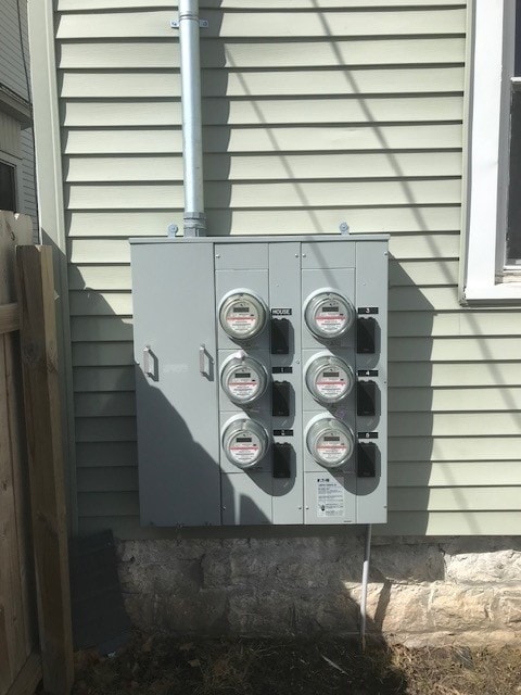 exterior details with electric meter