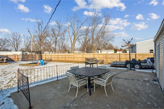 view of patio / terrace featuring a trampoline