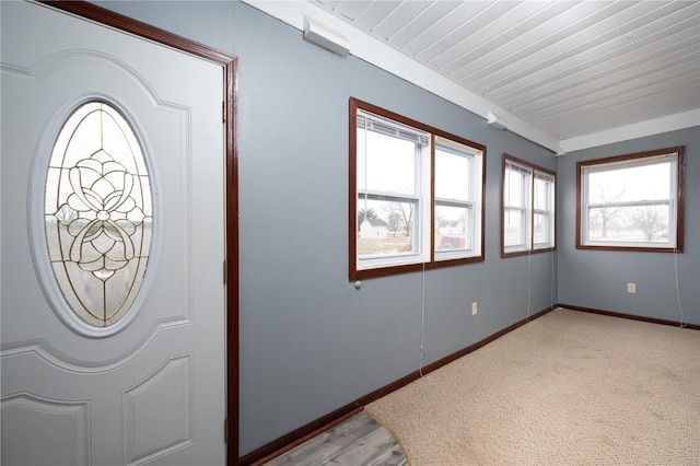 entrance foyer with light carpet