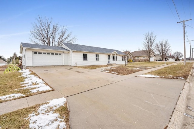 single story home with a garage