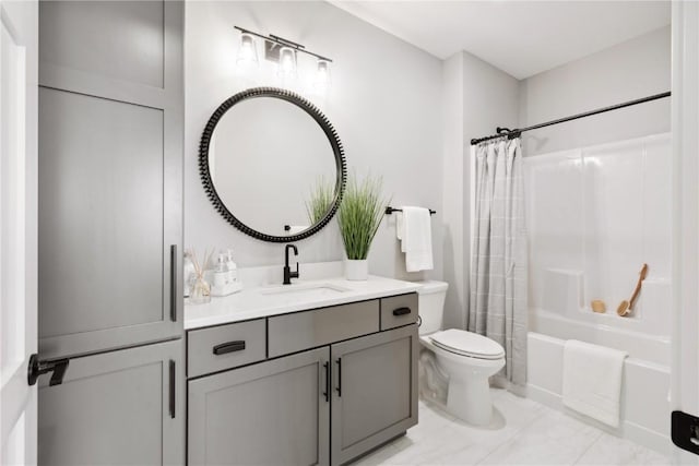 full bathroom featuring vanity, toilet, and shower / tub combo