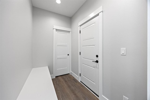 doorway to outside featuring dark hardwood / wood-style floors