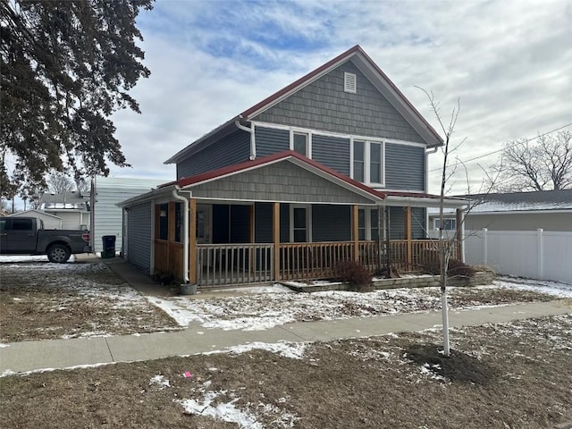 view of front of home featuring covered porch