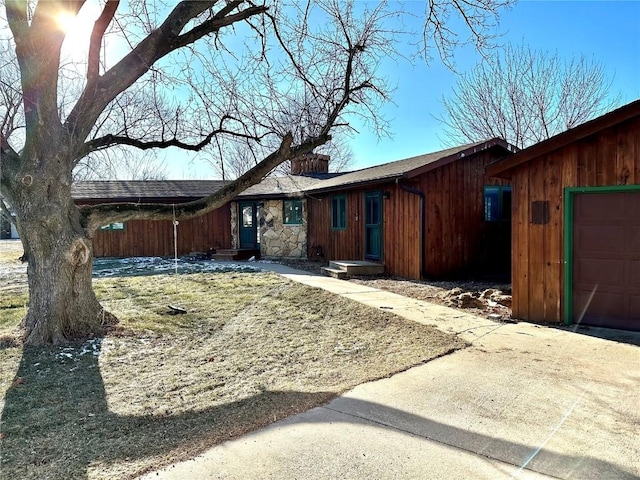 exterior space featuring a garage