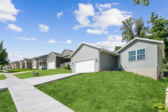 ranch-style house with a front lawn and a garage