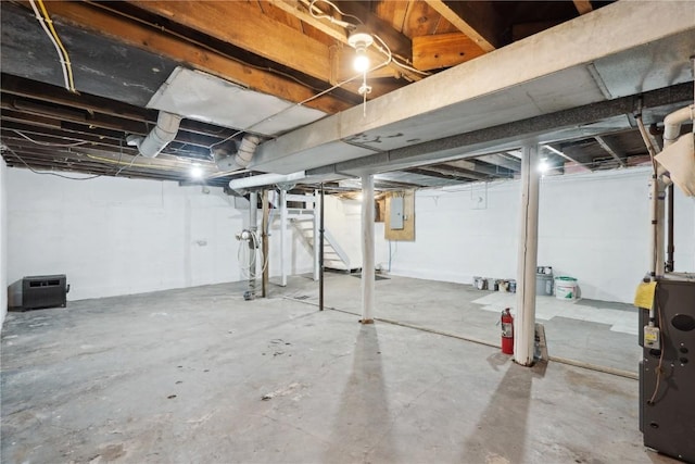 basement with electric panel