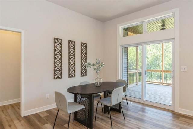 dining space featuring light hardwood / wood-style flooring