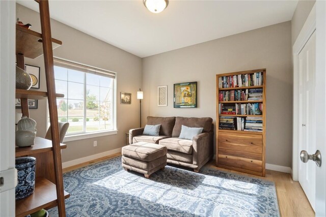 sitting room featuring light hardwood / wood-style flooring