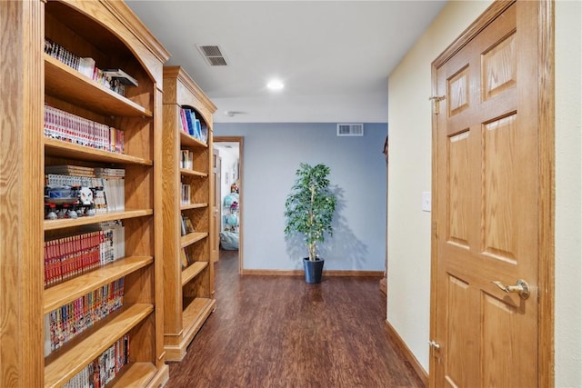 hall featuring dark hardwood / wood-style flooring