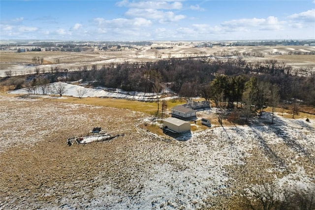 drone / aerial view with a rural view