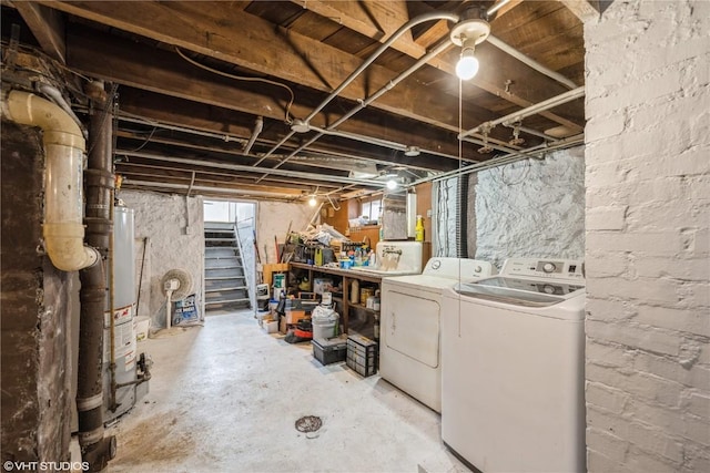 basement with separate washer and dryer