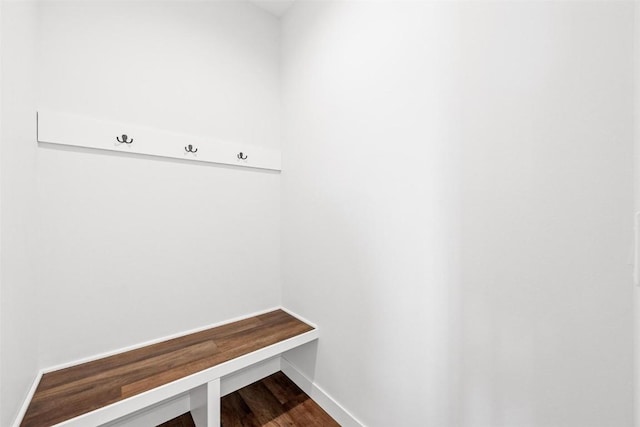 mudroom with hardwood / wood-style flooring