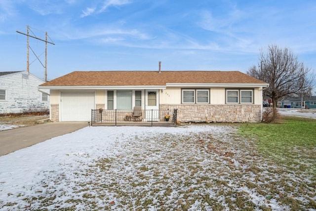 ranch-style home with a garage