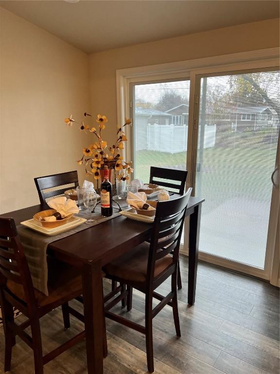 dining room with wood-type flooring