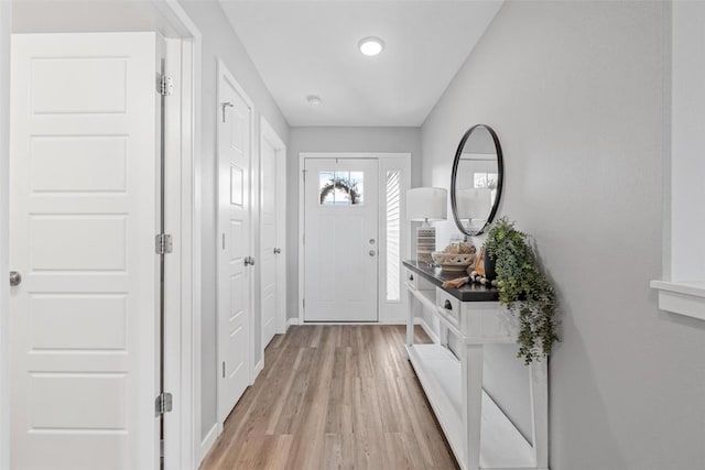 doorway featuring light hardwood / wood-style flooring