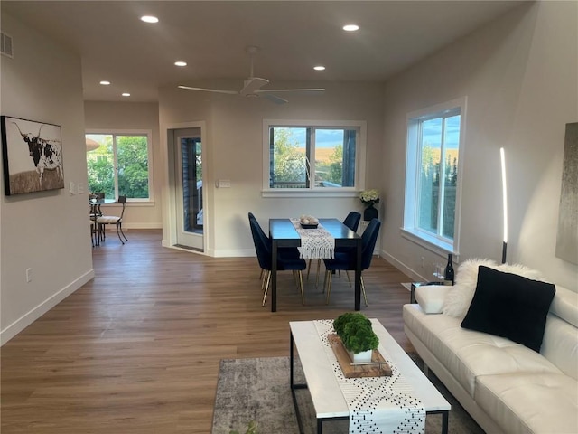 living room with wood-type flooring