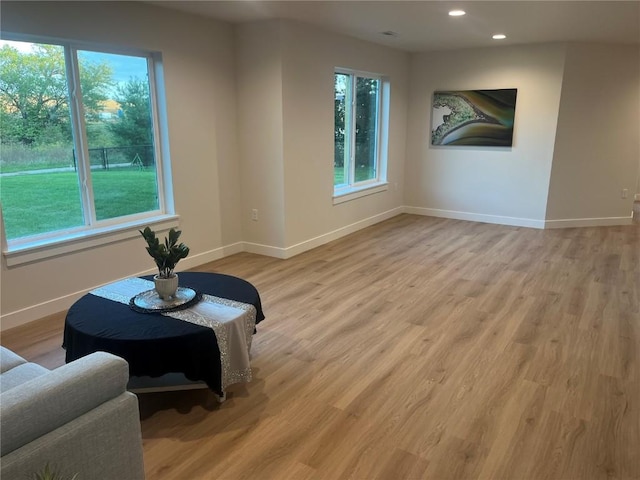 sitting room featuring light hardwood / wood-style floors and plenty of natural light