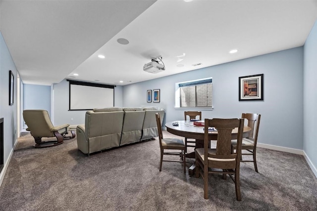 view of carpeted home theater