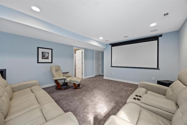 home theater room featuring carpet