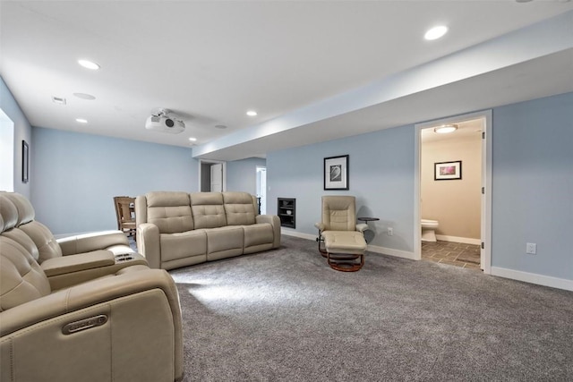 living room with carpet flooring