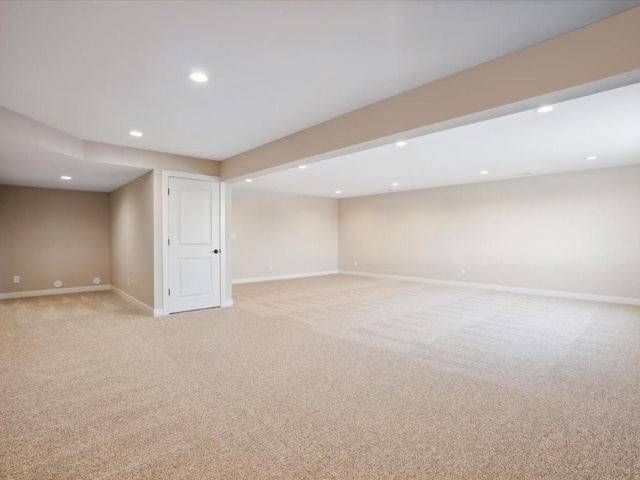 basement with light carpet