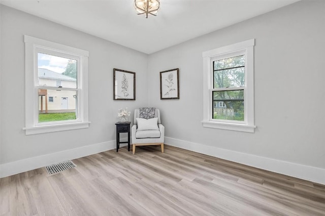 living area featuring light wood-type flooring