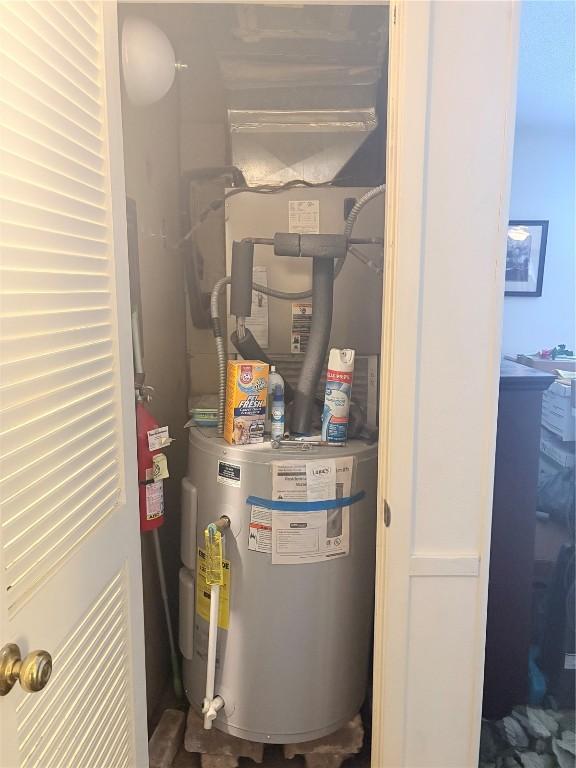 utility room with water heater