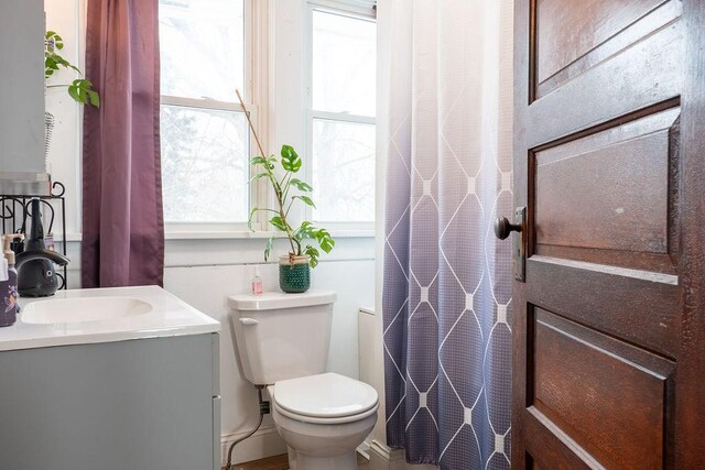 bathroom featuring vanity and toilet