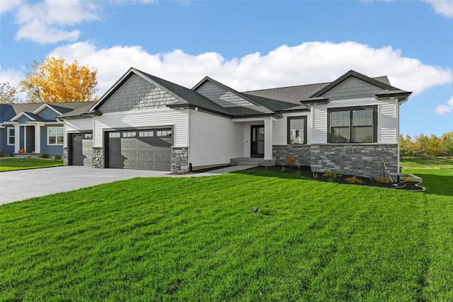 craftsman-style house with a garage and a front yard