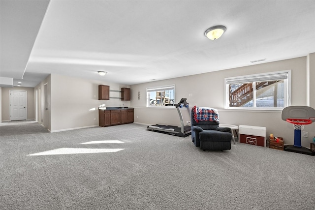 interior space with light colored carpet