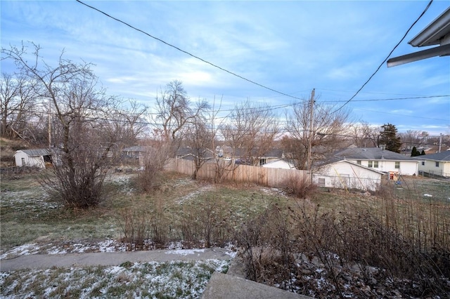 view of yard covered in snow