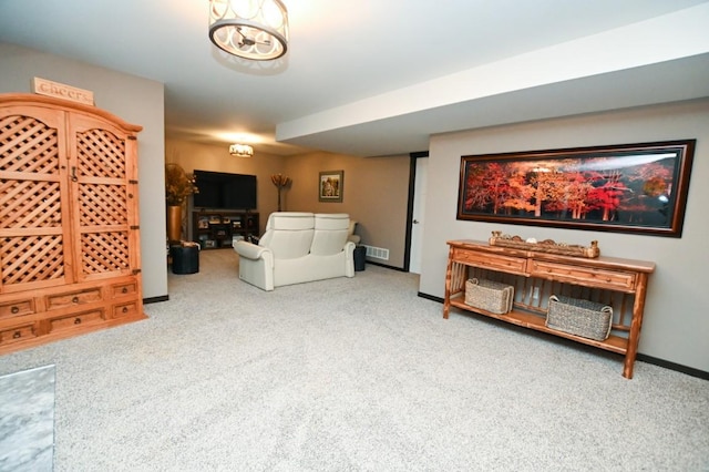 living room featuring carpet flooring