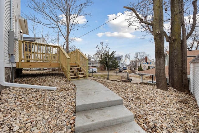 view of yard with a wooden deck