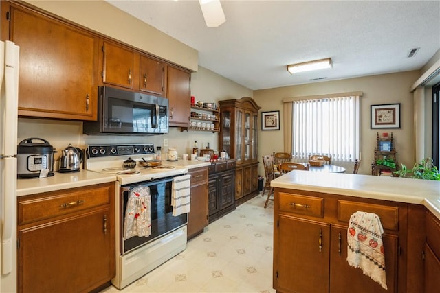 kitchen with white range with electric stovetop