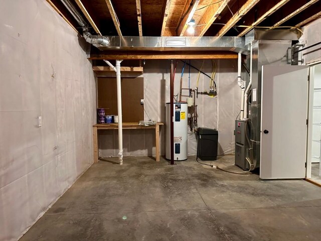 basement with electric water heater