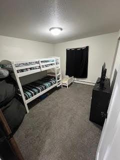 bedroom featuring dark colored carpet