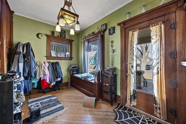 interior space with hardwood / wood-style flooring