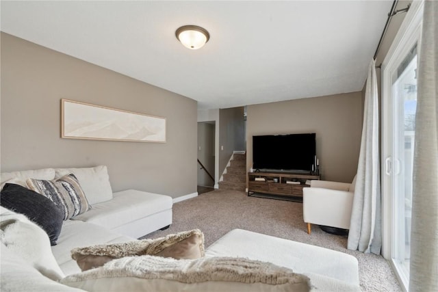 living room featuring carpet floors