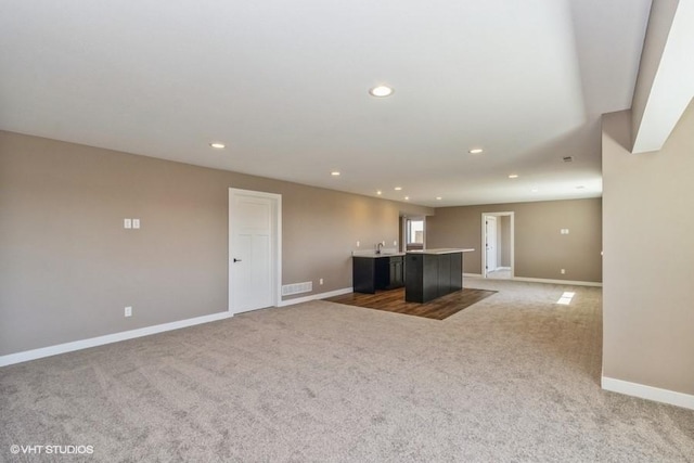 interior space featuring carpet and sink