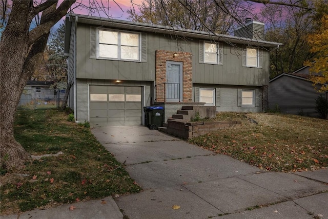 bi-level home with a garage