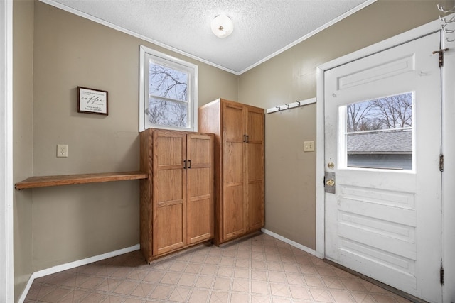 entrance foyer featuring crown molding and a textured ceiling