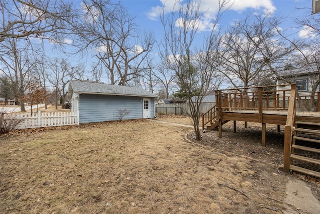 view of yard featuring a deck