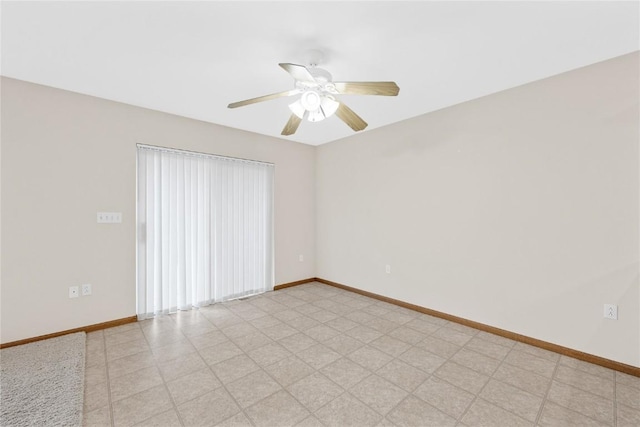 unfurnished room with ceiling fan