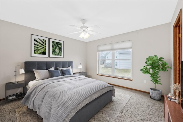 bedroom featuring ceiling fan