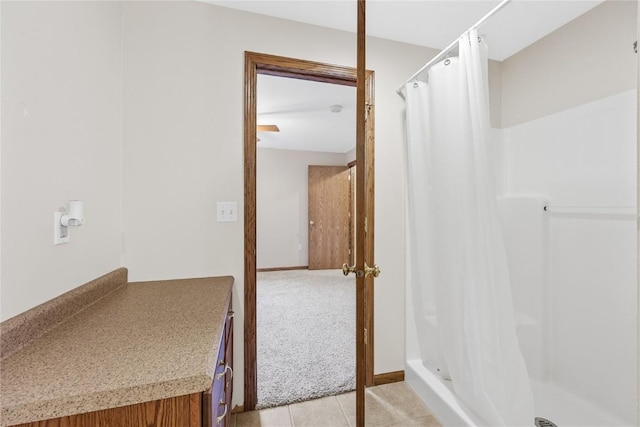 bathroom with a shower with curtain