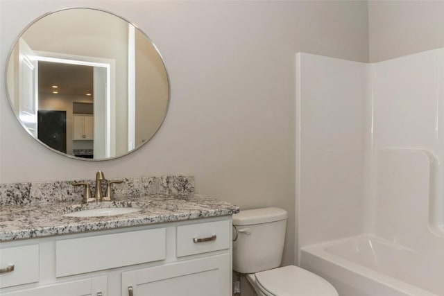 full bathroom featuring vanity, toilet, and shower / bathing tub combination