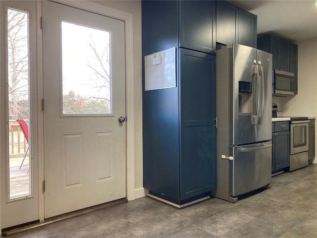 kitchen with a healthy amount of sunlight and appliances with stainless steel finishes