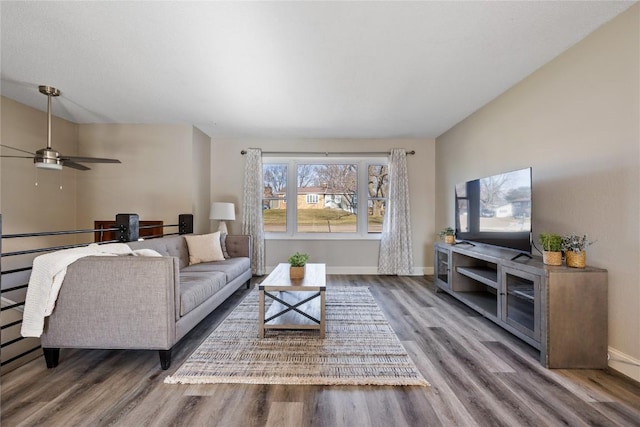 living room with wood-type flooring