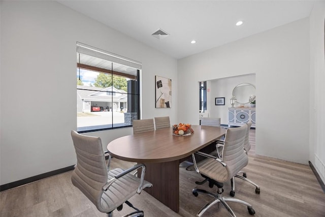 office space featuring light hardwood / wood-style floors